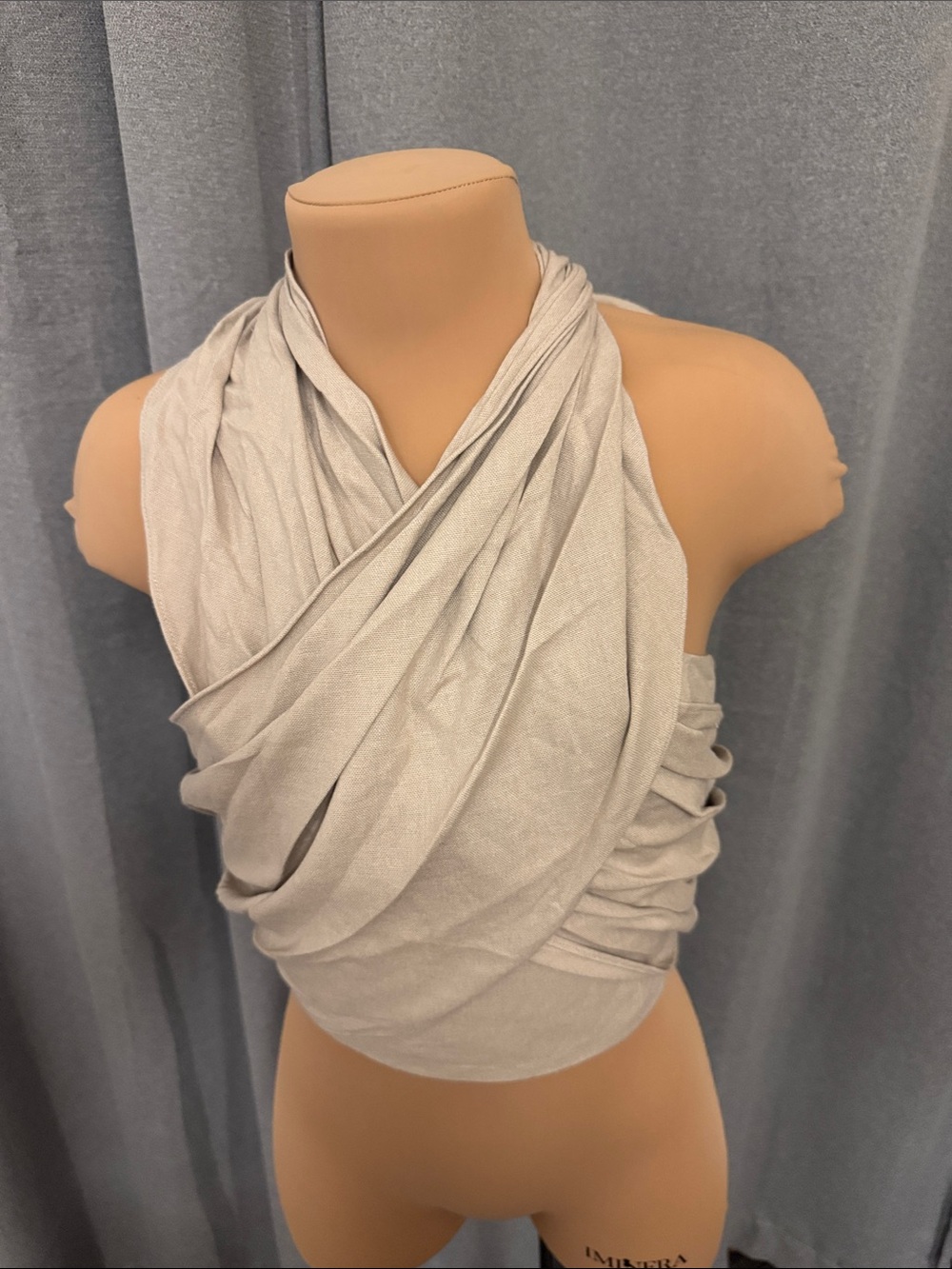 Commense Draped Light Gray Multiway Wrap Top